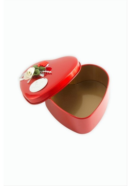 Kalp Boş Kırmızı Metal Kutu 9 cm