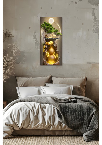 3D Görünümlü Temperli Cam Tablo – Geyik ve Altın Vazo Kompozisyonu Uv Baskı 30X60 cm - DCT101 fiyatları