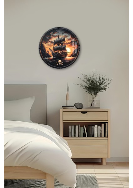 3D Görünümlü Temperli Cam Tablo – Korsan Gemisi ve Gün Batımı Duvar Süsü Uv Baskı 33X33 CM-CDS132 fırsatları