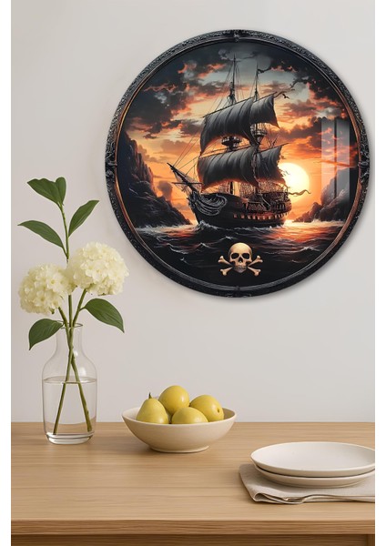 3D Görünümlü Temperli Cam Tablo – Korsan Gemisi ve Gün Batımı Duvar Süsü Uv Baskı 33X33 CM-CDS132 indirimleri