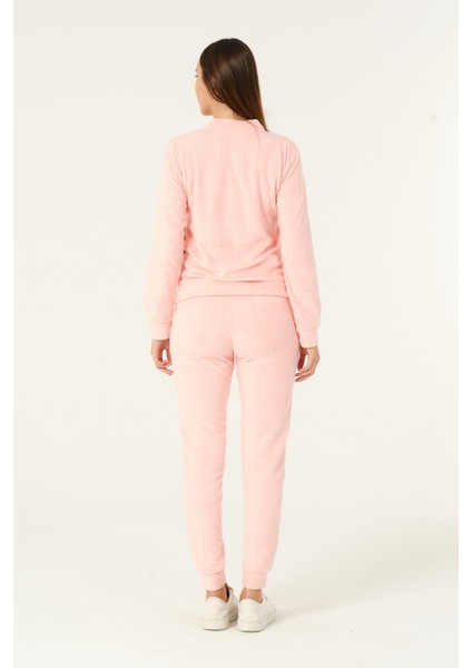 Fermuarlı Taş Detaylı Uzun Kollu Cepli Slim Fit Soft Polar Eşofman Takımı fırsatları