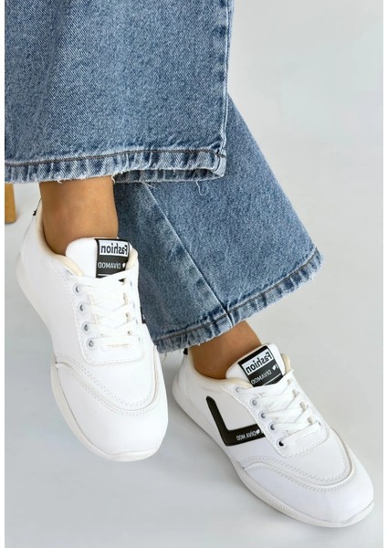 Nrtmsa Jowen Beyaz Cilt Siyah Detaylı Bağcıklı Spor Ayakkabı (Numara: 39) modelleri