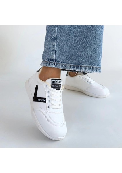 Nrtmsa Jowen Beyaz Cilt Siyah Detaylı Bağcıklı Spor Ayakkabı (Numara: 39) fırsatları
