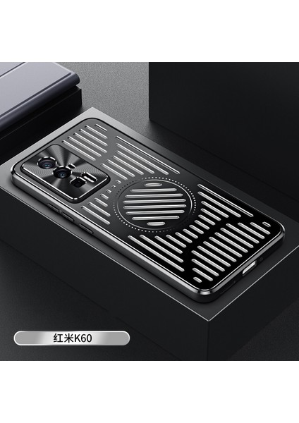 Xiaomi Redmi K60 Kılıfı, Manyetik Metal Isı Dağıtıcı Koruyucu Kılıf-Siyah (Yurt Dışından)