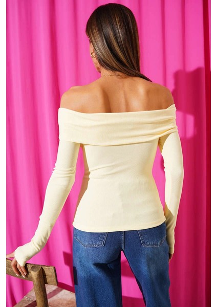 Lvsqvr Madonna Yaka Düğmeli Bluz Sarı T4329 (Beden: S) modelleri