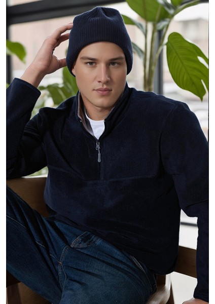 Slim Fit Anti-Pilling Tüylenme Yapmayan Bato Yaka Kışlık Şardonlu Polar Erkek Polar 5906001