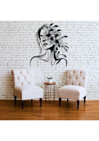 Çiçek Detaylı Kadın Silüeti Metal Duvar Dekoru – Modern Estetik Tasarım fiyatları
