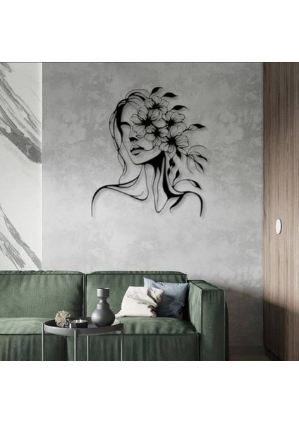 Çiçek Detaylı Kadın Silüeti Metal Duvar Dekoru – Modern Estetik Tasarım modelleri