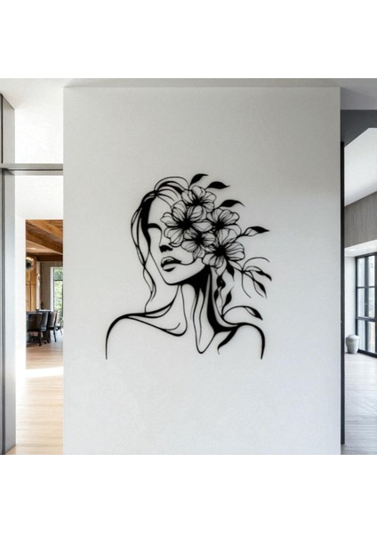 Çiçek Detaylı Kadın Silüeti Metal Duvar Dekoru – Modern Estetik Tasarım fırsatları