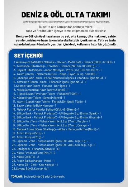 Deniz ve Göl Profesyonel Olta Takımı Seti (Metal 6000'LIK Makine + 360CM 100-300G Atarlı Kamış) fiyatları