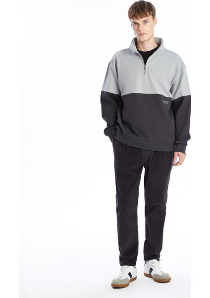 Yeni Sezon Dik Yaka Uzun Kollu Renk Bloklu Erkek Kalın Sweatshirt fiyatları