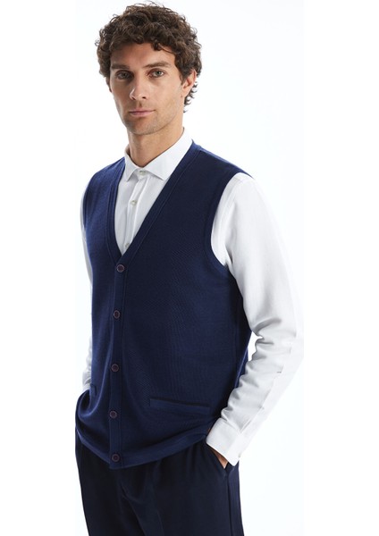 Yeni Sezon Standart Kalıp V Yaka Erkek Triko Yelek