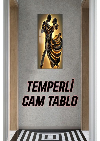 3D Görünümlü Temperli Cam Tablo – Dans Eden Çift Temalı Uv Baskı 30X60 cm - DCT129