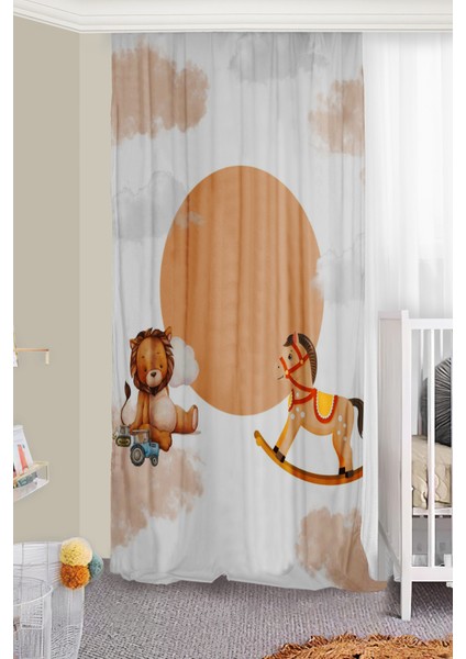 Sevimli Hayvanlar Çift Kanatlı Çocuk Odası Fon Perde