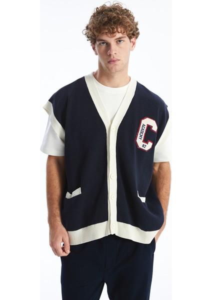 Yeni Sezon Rahat Kalıp V Yaka Erkek Triko Yelek