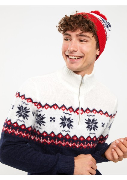 Yeni Sezon Dik Yaka Uzun Kollu Desenli Erkek Triko Kazak modelleri