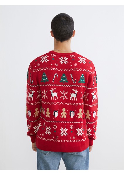 Yeni Sezon Bisiklet Yaka Yılbaşı Temalı Erkek Triko Kazak fırsatları