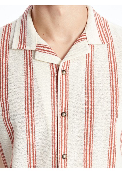 Yeni Sezon Slim Fit Kısa Kollu Çizgili Erkek Gömlek modelleri