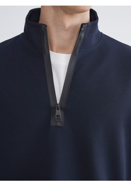 Yeni Sezon Fermuarlı Dik Yaka Uzun Kollu Erkek Sweatshirt modelleri