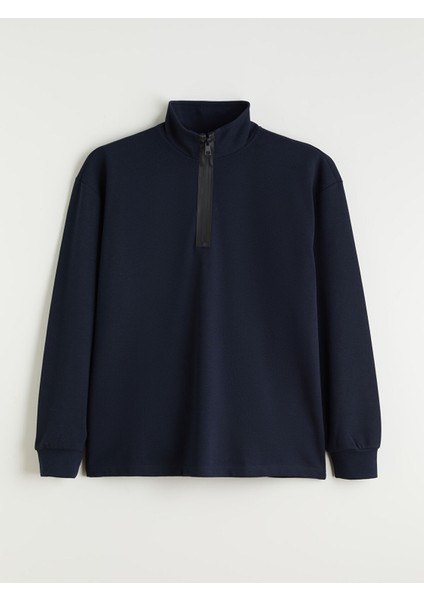 Yeni Sezon Fermuarlı Dik Yaka Uzun Kollu Erkek Sweatshirt indirimleri