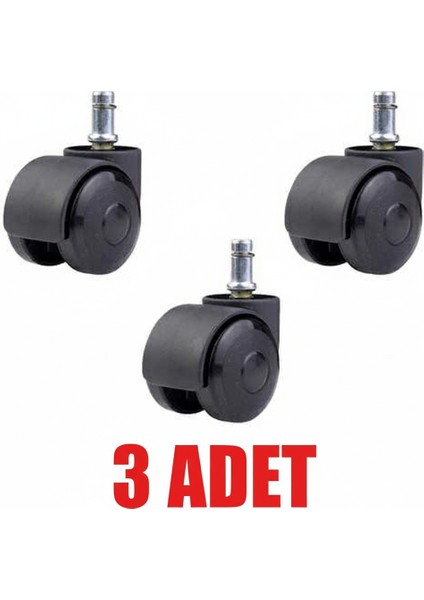 3 Adet Büro Tipi Pimli Plastik Koltuk Sandalye Tekeri 50MM