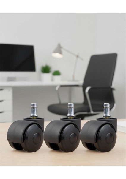 3 Adet Büro Tipi Pimli Plastik Koltuk Sandalye Tekeri 50MM modelleri