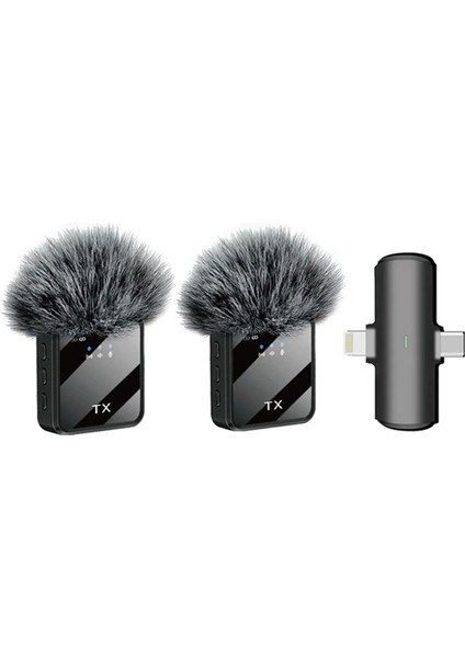 Kablosuz Yaka Mikrofonu Vlog , Video Çekimi , Ses Aktarımı Android - Type - C - iPhone Uyumlu