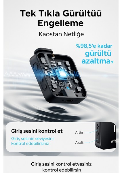 Kablosuz Yaka Mikrofonu Vlog , Video Çekimi , Ses Aktarımı Android - Type - C - iPhone Uyumlu modelleri