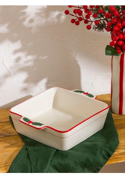 Baskılı Seramik Fırın Kabı 25 cm (W5)