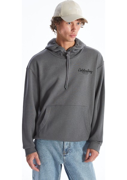 Yeni Sezon Uzun Kollu Baskılı Erkek Kalın Hoodie