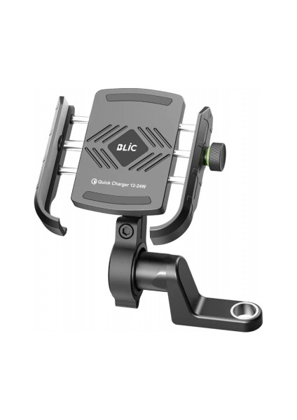 Motosiklet Gidon ve Ayna Bağlantılı Motor ve Bisiklet Uyumlu Telefon Tutucu 12-24W Hızlı Şarj