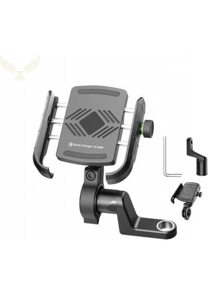 Motosiklet Gidon ve Ayna Bağlantılı Motor ve Bisiklet Uyumlu Telefon Tutucu 12-24W Hızlı Şarj modelleri