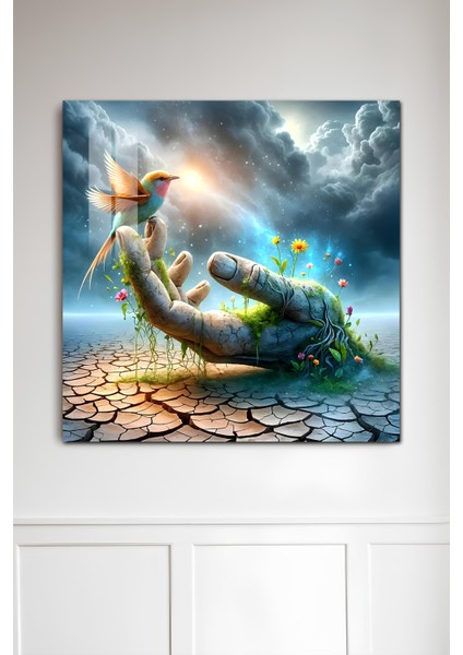 3D Görünümlü Temperli Cam Tablo – Kuş ve Doğa Teması Uv Baskı 33X33 CM-CTK134 fiyatları
