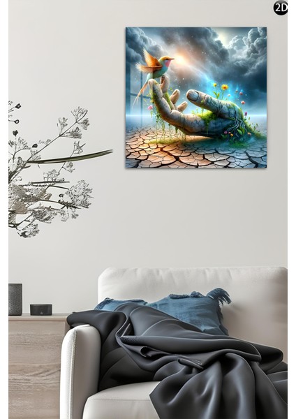 3D Görünümlü Temperli Cam Tablo – Kuş ve Doğa Teması Uv Baskı 33X33 CM-CTK134 indirimleri