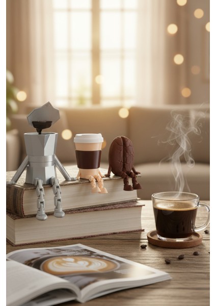 Kahve Köşesi Dekoratif - Oturan Kapağı Açılabilen Mokapot, Kahve Latte ve Kahve Çekirdeği Figür Seti fiyatları