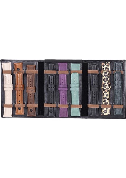 Hakiki Deri, El Yapımı, Saat Kordonu Taşıma Çantası, Kömür Siyah