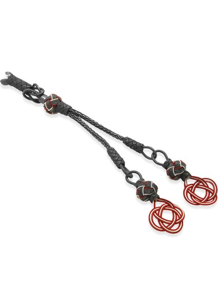 Kırmızı Beyaz Renk 1000 Ayar Gümüş 2 Li Taraftar Kazaz Püskül