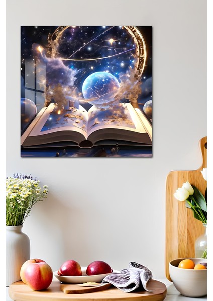 3D Görünümlü Temperli Cam Tablo – Kozmik Kitap ve Galaksi Portalı Uv Baskı 33X33 CM-CTK113 fırsatları