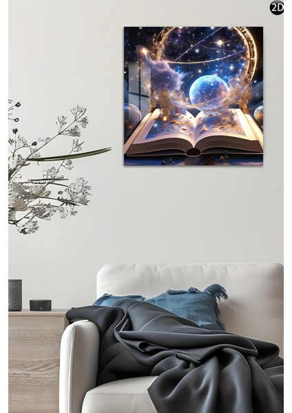 3D Görünümlü Temperli Cam Tablo – Kozmik Kitap ve Galaksi Portalı Uv Baskı 33X33 CM-CTK113 indirimleri