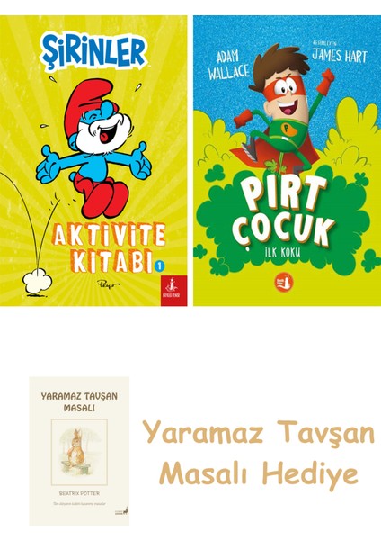 Şirinler - Aktivite Kitabı 1 + Pırt Çocuk 1 - Ilk Koku + Yaramaz Tavşan Masalı