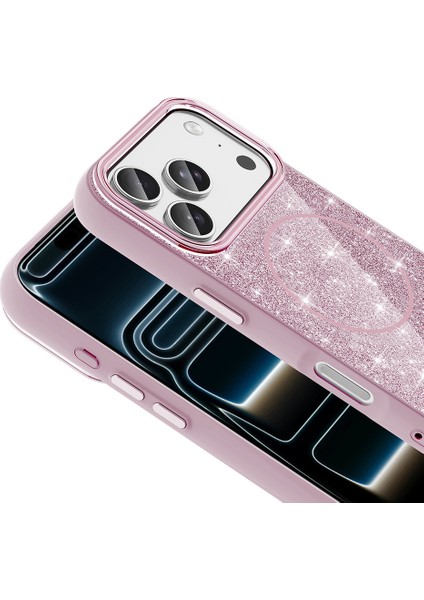 Iphone 17 Pro Uyumlu Kılıf Magsafe Destekli Parıltılı Simli Işıltlı Kamera Korumalı Kapak modelleri