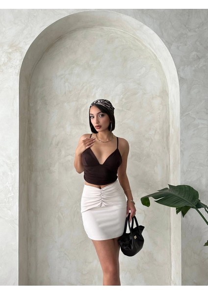 Lvsqvr Önü Büzgülü Etek Bej S24222 (Beden: L) modelleri