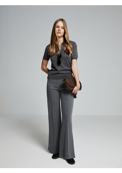 Yeni Sezon Beli Lastikli Geniş Paça Kadın Triko Pantolon fiyatları