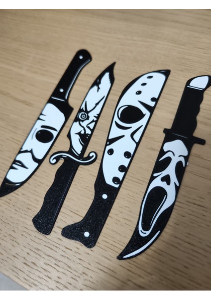 Korku Filmi Temalı Bıçak Tasarım 4’lü Kitap Ayracı Seti – Çığlık Seri Katil Maskeli Gotik Dekoratif modelleri