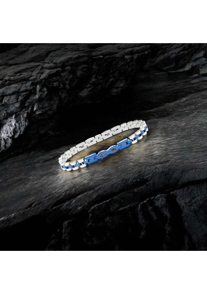 Erkek Sonsuzluk Lacivert Ful Çelik Bileklik modelleri