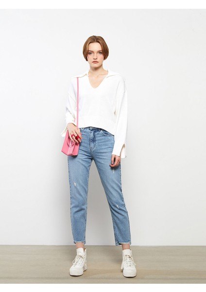 Yeni Sezon Polo Yaka Kadın Triko Kazak fiyatları