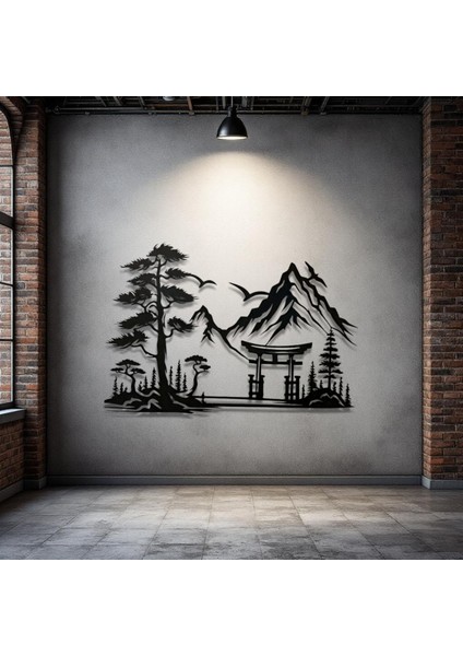 Metal Japon Manzara Duvar Dekoru – Dağ Temalı Modern Minimalist Ev Ofis Dekoratif Tablo