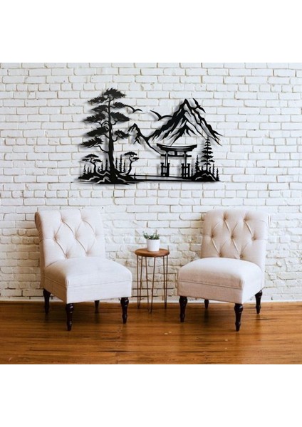 Metal Japon Manzara Duvar Dekoru – Dağ Temalı Modern Minimalist Ev Ofis Dekoratif Tablo
