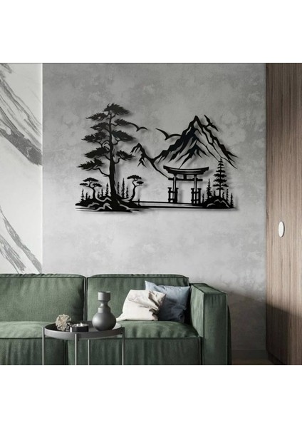 Metal Japon Manzara Duvar Dekoru – Dağ Temalı Modern Minimalist Ev Ofis Dekoratif Tablo