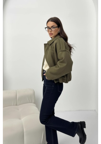 Basic Crop Gömlek Ceket (Shacket) Camelbasic, Crop, Gömlek